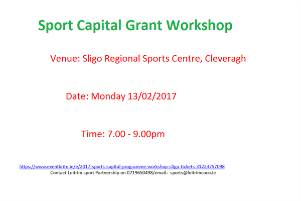 Sports Capital Grant Workshop Sligo 
